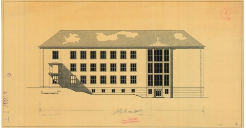 Ostansicht der Mathematischen Institute_Entwurf