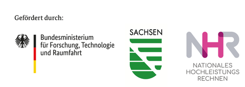 Das Bild enthält nebeneinander - v.r.n.l. die drei Förder-Logos: BMFTR, Sachsen und NHR