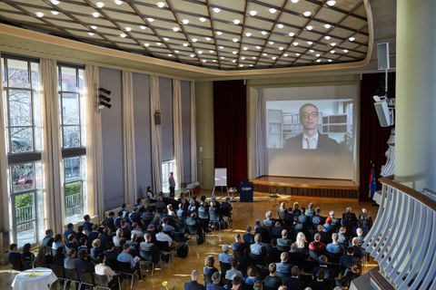 Jubiläumsfeier und Einweihung HPC-DA im Festsaal am 31. Januar 2019, Staatssekretär Christian Luft (Videobotschaft)