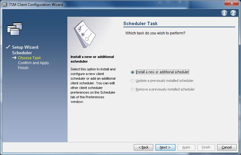 GUI configuration wizard   scheduler install new