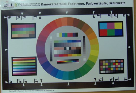 Testbild Farbe und volle Beleuchtung; alle Fenster verdunkelt