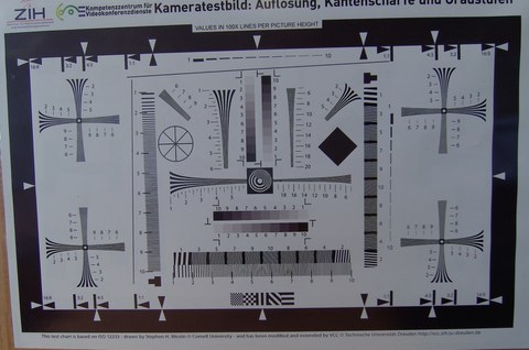 Konftel CC200: volle Beleuchtung; Testbild schwarz-weiß