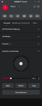 Untermenü Ansicht und Gimbal