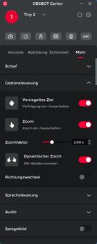 Untermenü Gestensteuerung