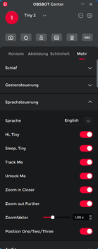 Untermenü Sprachsteuerung