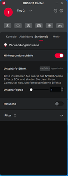 Untermenü Hintergrundunschärfe