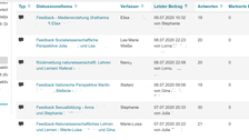 Screenshot: OPAL Forum als Feedbackmöglichkeit auf Referate