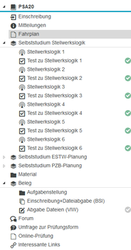 Screenshot: Navigationsbaum OPAL-Kurs