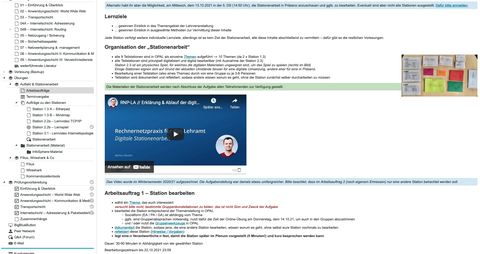 Screenshot: OPAL Kurs Stationenarbeit