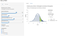 Screenshot App zur interaktiven Erkundung des p-Werts mit Schiebereglern und Diagramm
