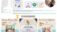 Collage aus 2 Bildern, übereinander angeordnet. Das obere zeigt einen OPAL-Kurs mit der Überschrift "Gamification in OPAL", das zweite trägt die Überschrift "Virtuelle Belohnungen" und enthält drei Bilder von Urkunden.  