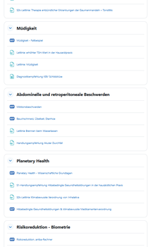 Liste an bereitgestellten Materialien 