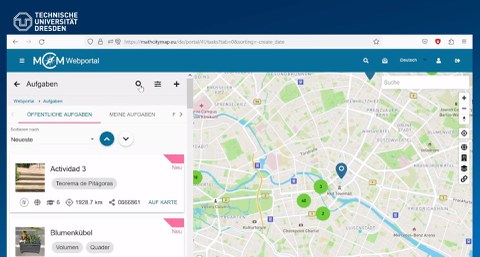 TUD-Website mit einer Karte