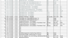 Fahrplan Bahnbetriessicherung, Tabelle mit Themen, Datum, Dozent, Ort und Alternativen für die Lehrvernstaltungen