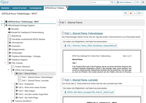 Screenshot der bereitgestellen Materialien zum Tutorium im OPAL-Kurs