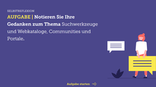 Aufgabenstellung der Onlineaufgabe wird angezeigt mit anschließendem Reiter zur Aufgabe