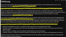 Screenshot des Textes des Einführungsskripts