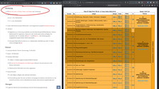 Screenshot: Webseite zur Lehrveranstaltung, daneben Übersichtsplan mit Links zu Materialien pro Termin