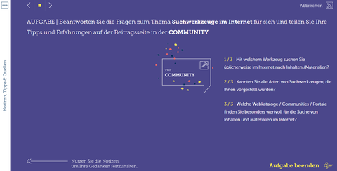 Online-Aufgabe zum selbst Üben und Lernen des Lernstoffes