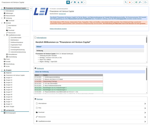 zeigt ausführliche Übersicht des OPAL-Kurses mit den Links zu allen Informationen und Materialien der Veranstaltung