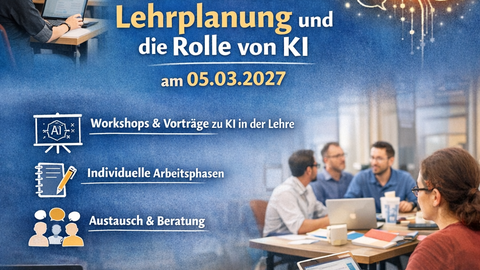 Grafik mit Ankündigungstext für ein offenes Weiterbildungsformat für Lehrende an sächsischen Hochschulen.