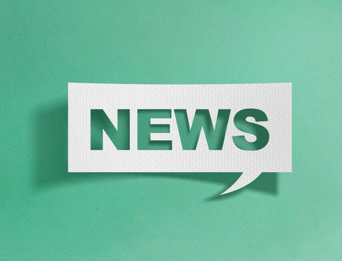 White speech bubble with the word "NEWS" in bold capital letters on a light green background. The design is modern and eye-catching, perfect for an announcement or news update.