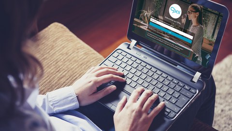 The photo shows a person with a laptop on their lap. On the screen, we can see they have the OPAL website open.