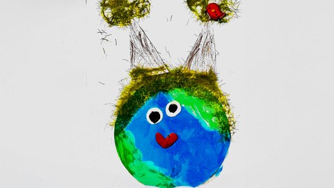 Zeichnung der Weltkugel, gezeichnet von einer 5 Jährigen