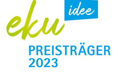 Bild zeigt Schriftzug "eku idee Preisträger 2023""