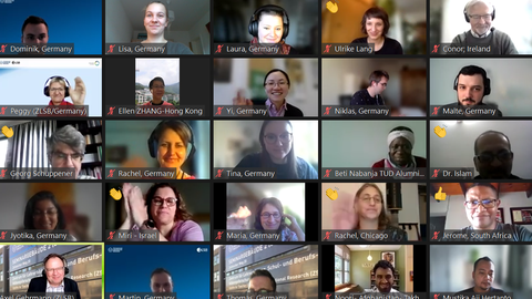 Das Bild zeigt einen Screenshot aus dem virtuellen Get Together im Rahmen der "International Workshop Series".