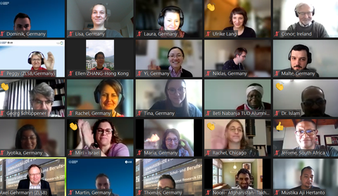 Das Bild zeigt einen Screenshot aus dem virtuellen Get Together im Rahmen der "International Workshop Series".