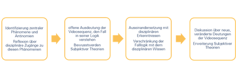 Grafik über die Bearbeitung und Diskussion von Unterrichtsvideos in der Hochschuldidaktik.