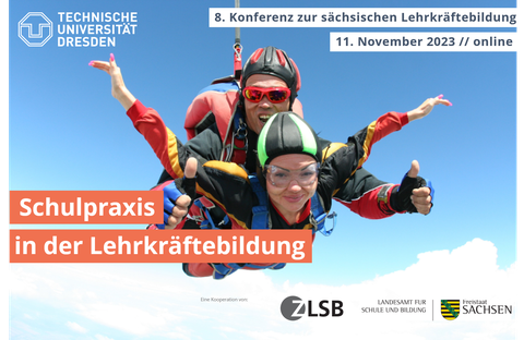 Foto: Zwei Personen während eines Fallschirmsprungs