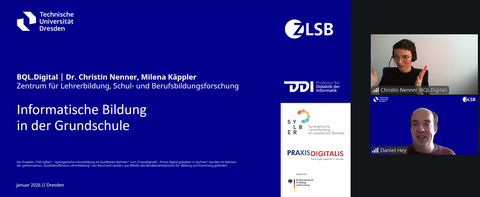 Titelfolie einer Präsentation "Informatische Bildung in der Grunschule