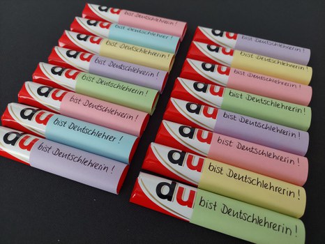 Riegel die mit dem Spruch "Du wirst Deutschlehrer:in" versehen