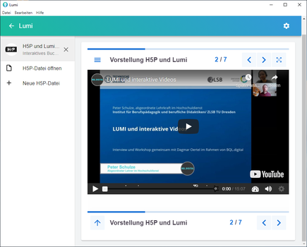 Software Lumi mit einem interaktiven Video